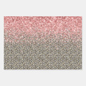 グラムガーリー金ゴールドヒョウ印刷グリッタースパークル ラッピングペーパーシート (正面3)