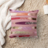 グラムガーリー金ゴールドピンクグリッターメタリックブラシストローク クッション (ブランケット)