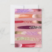 グラムガーリー金ゴールドピンクグリッターメタリックブラシストローク サンキューカード (裏面)