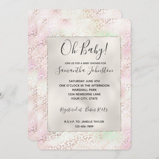 グラムガーリー金ゴールドピンクミントレオグラデーションアパドプリント 招待状 (正面/裏面)