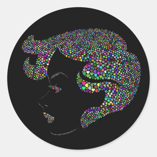 グラムガールとハート ラウンドシール (正面)