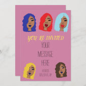 グラムガールズのピンクパーティー招待状 招待状 (正面/裏面)