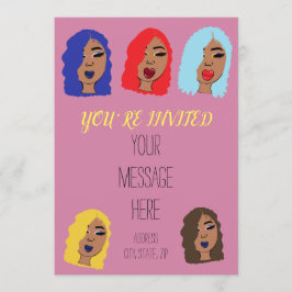 グラムガールズ ガーリー ピンク パーティー招待状 招待状