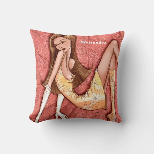 グラムガールセクシーサッシゴーガールピーチ クッション (正面)