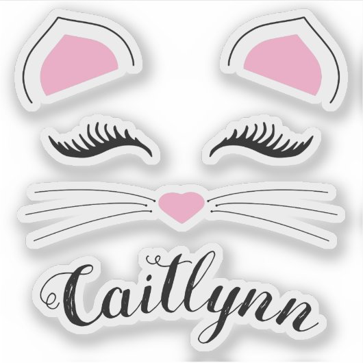 グラムキャット顔名 シール (正面)