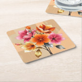グラムキュービスアートフラワーズコースター スクエアペーパーコースター (アングル)