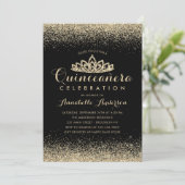 グラムクラシックブラッククインセアニラ金ゴールドティアラグリッター 招待状 (スタンド正面)