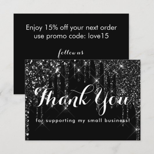 グラムクラシーブラックグリッタードリップ サンキューカード (正面/裏面)