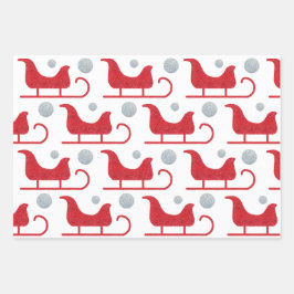 グラムクリスマスサンタズライスノーフレークドットグリッター ラッピングペーパーシート