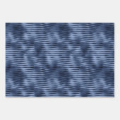 グラムクリスマスネイビーブルー金ゴールドディアファンストライプズ ラッピングペーパーシート (正面3)