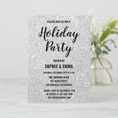グラムクリスマスホリデーパーティーシルバーグリッター きらきら光る 招待状 (スタンド正面)