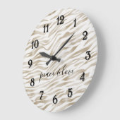 グラムクリームホワイトゼブラ印刷 ラージ壁時計 (傾斜)