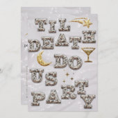 グラムクールグリッターメタリックディスコブライダルシャワー 招待状 (正面/裏面)