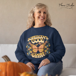 グラムクールバタフライワイルドフラワーヴィンテージレトロ スウェットシャツ