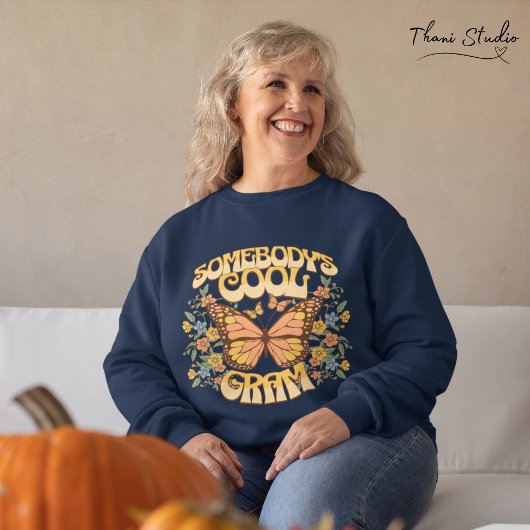 グラムクールバタフライワイルドフラワーヴィンテージレトロ スウェットシャツ