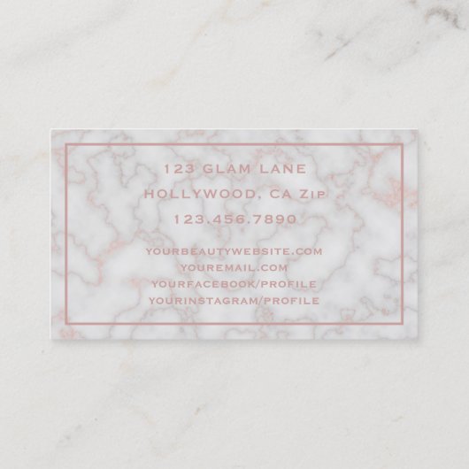 グラムグリッターまつげエクステンションバラ金ゴールド大理石 名刺 (裏面)