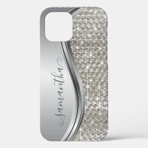 グラムグリッターシルバーシークインメタルルックオッターボックス iPhone 12ケース