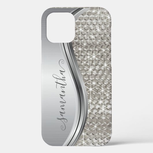 グラムグリッターシルバーシークインメタルルックオッターボックス Case-Mate iPhoneケース (裏面)