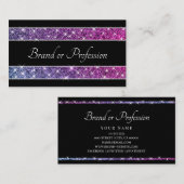 グラムグリッタースターズパープルきらめくスパークオンブラック 名刺 (正面/裏面)