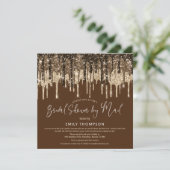 グラムグリッタードリップ金ゴールドブラウンブライダルシャワーバイメール 招待状 (スタンド正面)