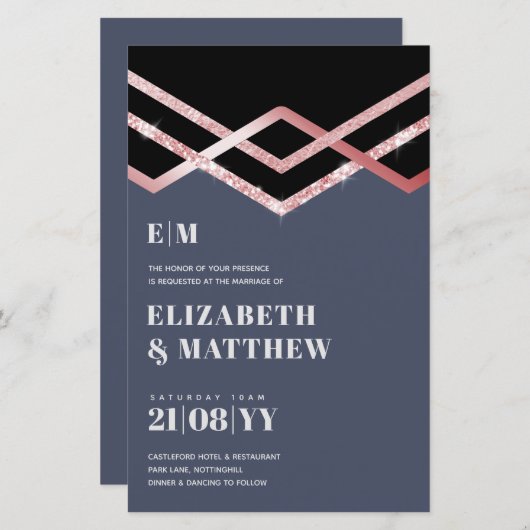 グラムグリッターロセゴルドブラックデコウェディングエグッズ (正面/裏面)