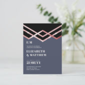 グラムグリッターロセゴルドブラックデコウェディングエグッズ ポストカード (スタンド正面)