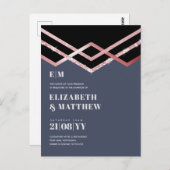 グラムグリッターロセゴルドブラックデコウェディングエグッズ ポストカード (正面/裏面)