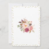 グラムグリッター赤面ピンクフローラベビーシャワー招待状 招待状 (裏面)