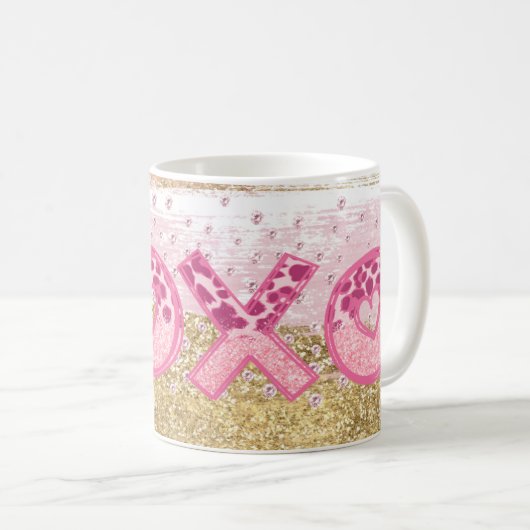 グラムグリッター金ゴールドピンクルクスクソキヴァレンティネス コーヒーマグカップ (正面右)