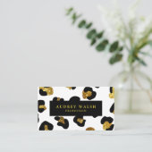 グラムグリッター金ゴールドホワイトレオパード印刷ラグジュアリー 名刺 (スタンド正面)