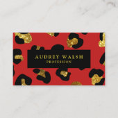 グラムグリッター金ゴールドレッドヒョウ印刷ラグジュアリー 名刺 (正面)