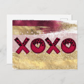 グラムグリッター金ゴールドレッドラックスXOXOヴァレンティンズデイホ シーズンポストカード (正面/裏面)