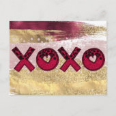 グラムグリッター金ゴールドレッドラックスXOXOヴァレンティンズデイホ シーズンポストカード (正面)