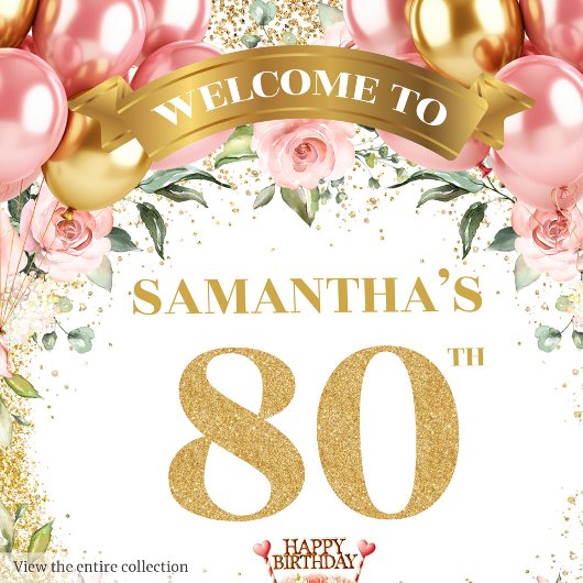 グラムグリッター金ゴールド80th誕生祝いナプキン スタンダードカクテルナプキン