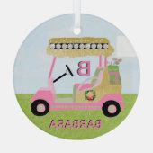 グラムグリッツモノグラム名ピンク金ゴールドダイヤモンドカート ガラスオーナメント (裏面)