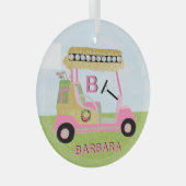 グラムグリッツモノグラム名ピンク金ゴールドダイヤモンドカート ガラスオーナメント (正面右)