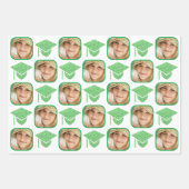 グラムグリーンキャップモダンの組み合わせ祝済み ラッピングペーパーシート (正面)