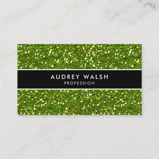 グラムグリーングリッターシャイニーブラックストライプの 名刺 (正面)