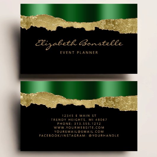 グラムグリーンゴールドフォイルラグジュアリービジネスカード 名刺