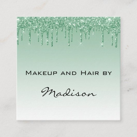 グラムグリーンドリップグリッタードリップスメイクアップアーティスト スクエア名刺 (正面)