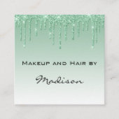 グラムグリーンドリップグリッタードリップスメイクアップアーティスト スクエア名刺 (正面)