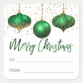 グラムグリーン金ゴールドオーナメントメリークリスマスから スクエアシール (正面)