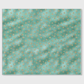 グラムグリーン金ゴールドグリッタースターズ ラッピングペーパー (フラット)