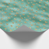 グラムグリーン金ゴールドグリッタースターズ ラッピングペーパー (角)