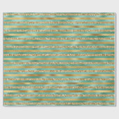 グラムグリーン金ゴールドグリッターストライプ ラッピングペーパー (フラット)