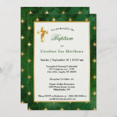 グラムグリーン金ゴールドスターバプテスマ 招待状 (正面/裏面)