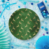 グラムグリーン金ゴールドトナカイ ペーパープレート (パーティー)