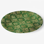 グラムグリーン金ゴールドパターンクリスマス ペーパープレート (アングル)