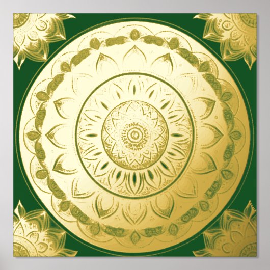 グラムグリーン金ゴールドマンダライラストレーション 箔ポスター (正面)