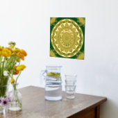 グラムグリーン金ゴールドマンダライラストレーション 箔ポスター (レイダウン (キッチン))